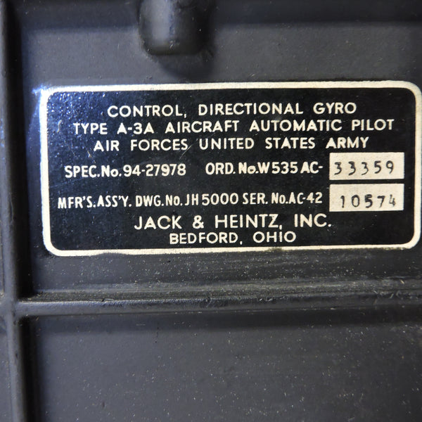 Autopilot, Directional Gyro, Type A-3A, Jack & Heintz