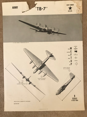 Aircraft Recognition Poster, USSR Petlyakov TB-7 (Pe-8) Heavy Bomber, 1944