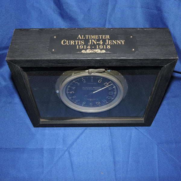 Altimeter in Display Case, Aviation Section US Signal Corps, 15,000FT, WWI