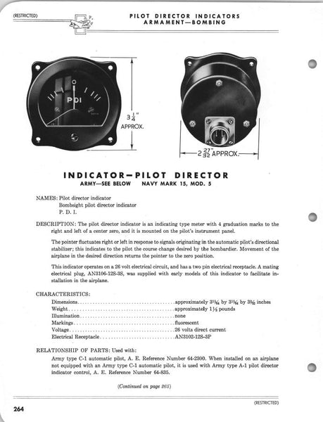 Pilot Director Indicator for C-1 Autopilot, WWII B-29, B-24, B-17