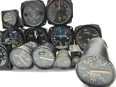 Lot of 15 US Military Aircraft Instruments: VSI, Manifold, Oil, Fuel, BMEP, etc.