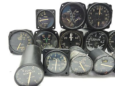 Lot of 15 US Military Aircraft Instruments: VSI, Manifold, Oil, Fuel, BMEP, etc.
