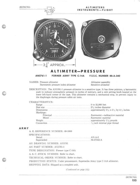 Höhenmesser, empfindlich, AN-5761-1, 35.000 Fuß, US Navy WWII TBM Avenger