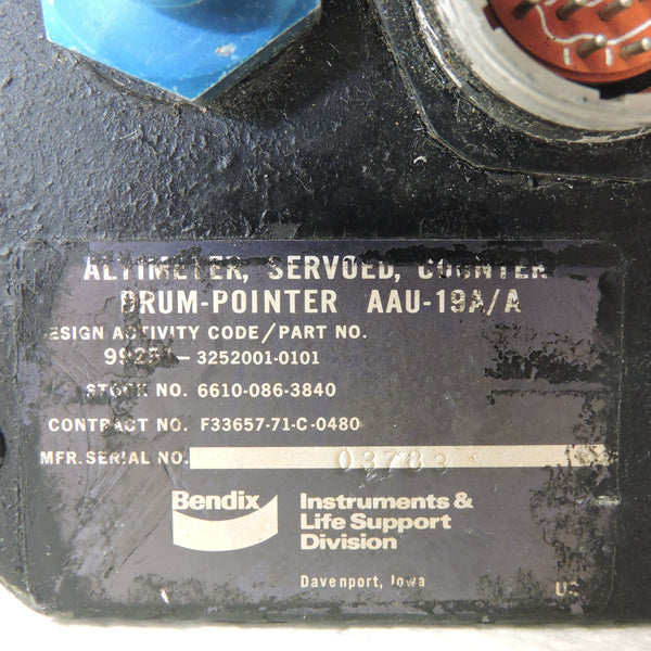 Altimeter, Type AAU 19A/A, Counter-Pointer, F4 Phantom II, F-100 Super Sabre, F-14 Tomcat