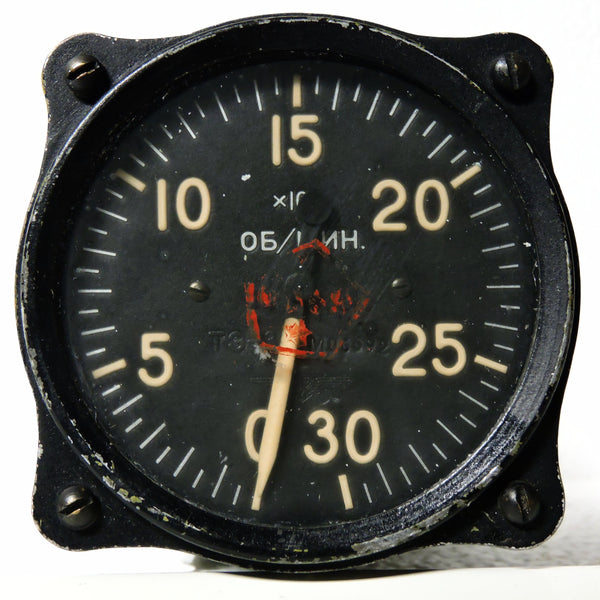 Tachometer, USSR, Soviet, 3000 RPM  I-16(?) Fighter
