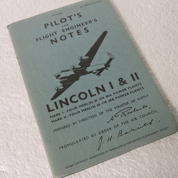 Anmerkungen des Piloten und Flugingenieurs Lincoln I&amp;II, AP2847A&amp;B-PN