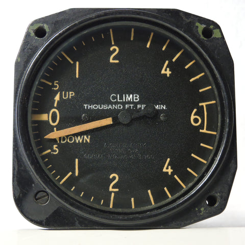 Rate of Climb / Vertical Speed Indicator, 6000 ft/min, Type C-2, US Army Air Corps