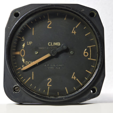 Rate of Climb / Vertical Speed Indicator, 6000 ft/min, Type C-2, US Army Air Force