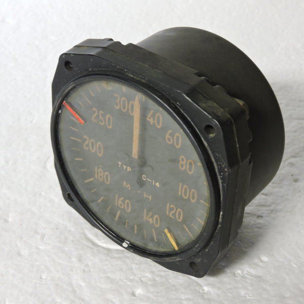 Airspeed Indicator,300MPH, Army Type C-14, US Army Air Force, WWII