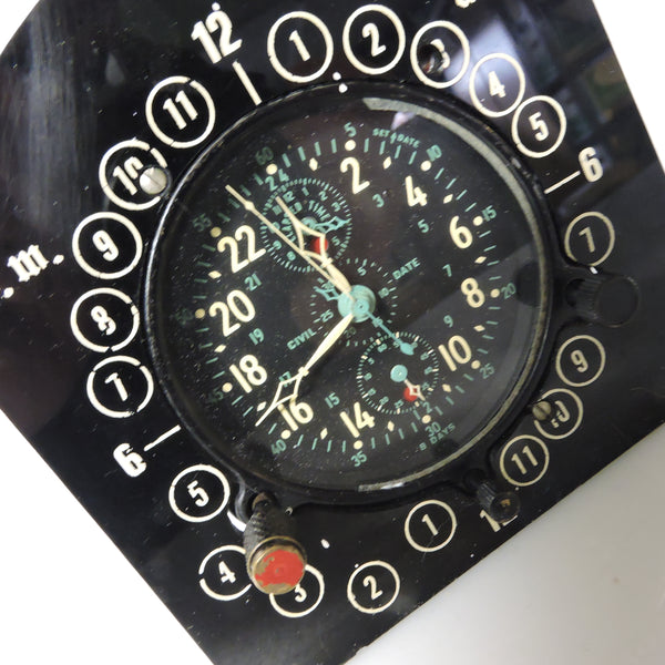 Aircraft Clock, Jaeger LeCoultre A-10 Chronoflite Elapsed Time Chronograph, US Navy