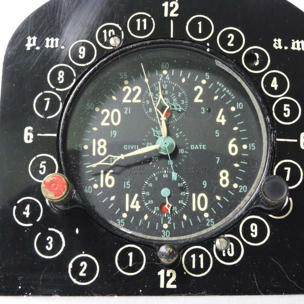 Aircraft Clock, Jaeger LeCoultre A-10 Chronoflite Elapsed Time Chronograph, US Navy