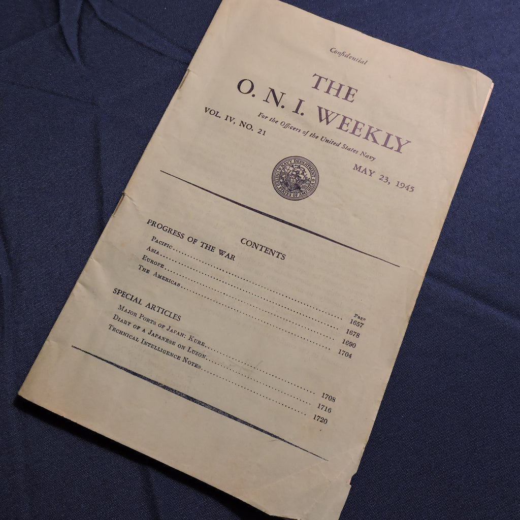 The ONI Weekly Briefing, Office of Naval Intelligence, May 23, 1945
