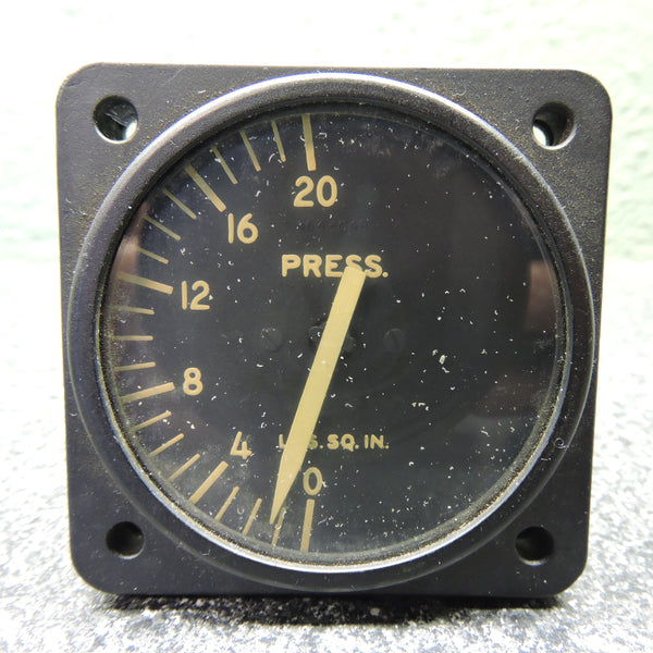 Pressure Gauge, 20PSI, PN 6400-C4B1-A5, Bureau of Aeronautics, US Navy