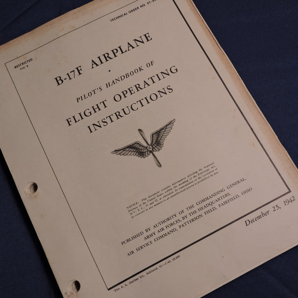 B-17F Flying Fortress Flight Operating Instructions 1942