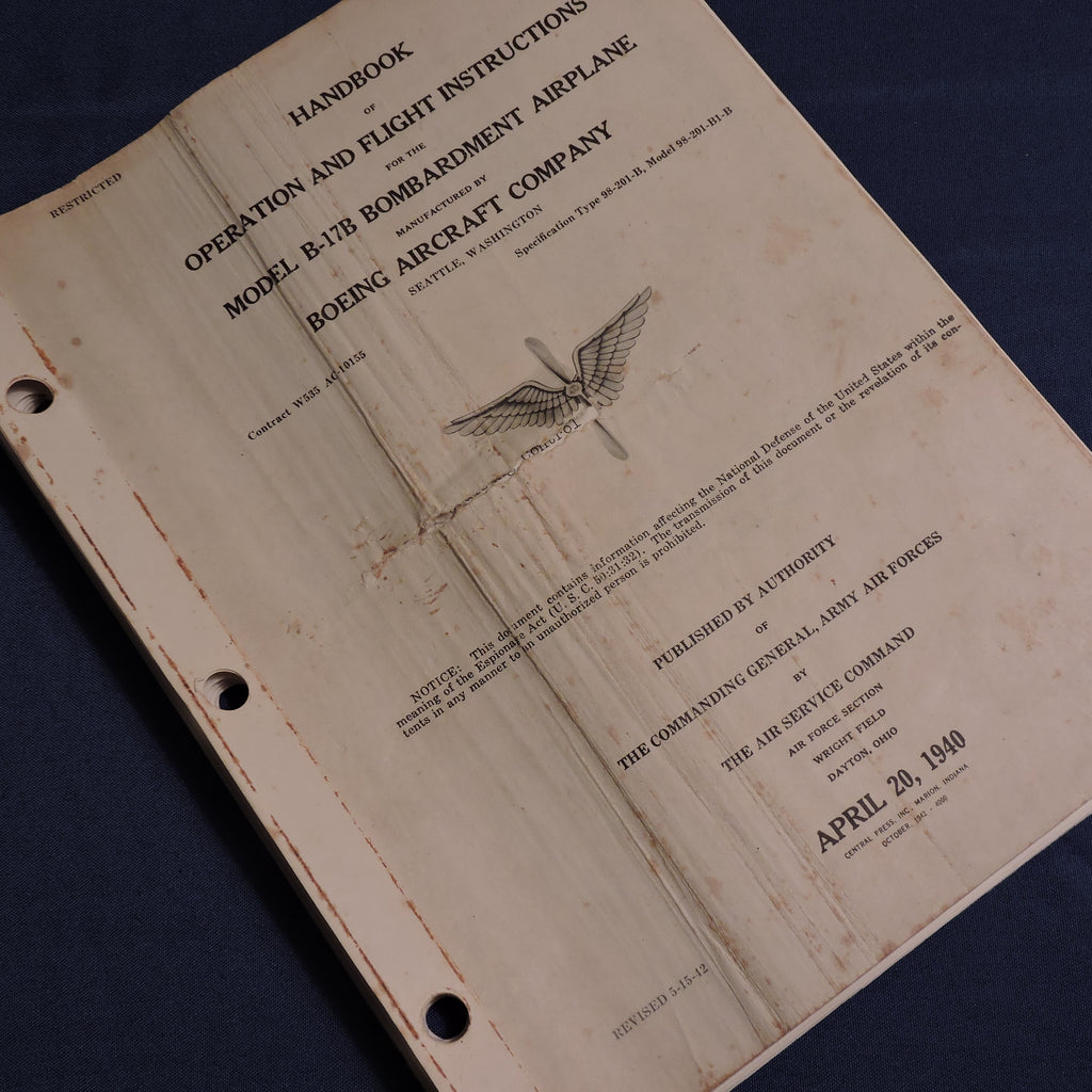B-17B Flying Fortress Handbook of Operation and Flight Instructions 1940