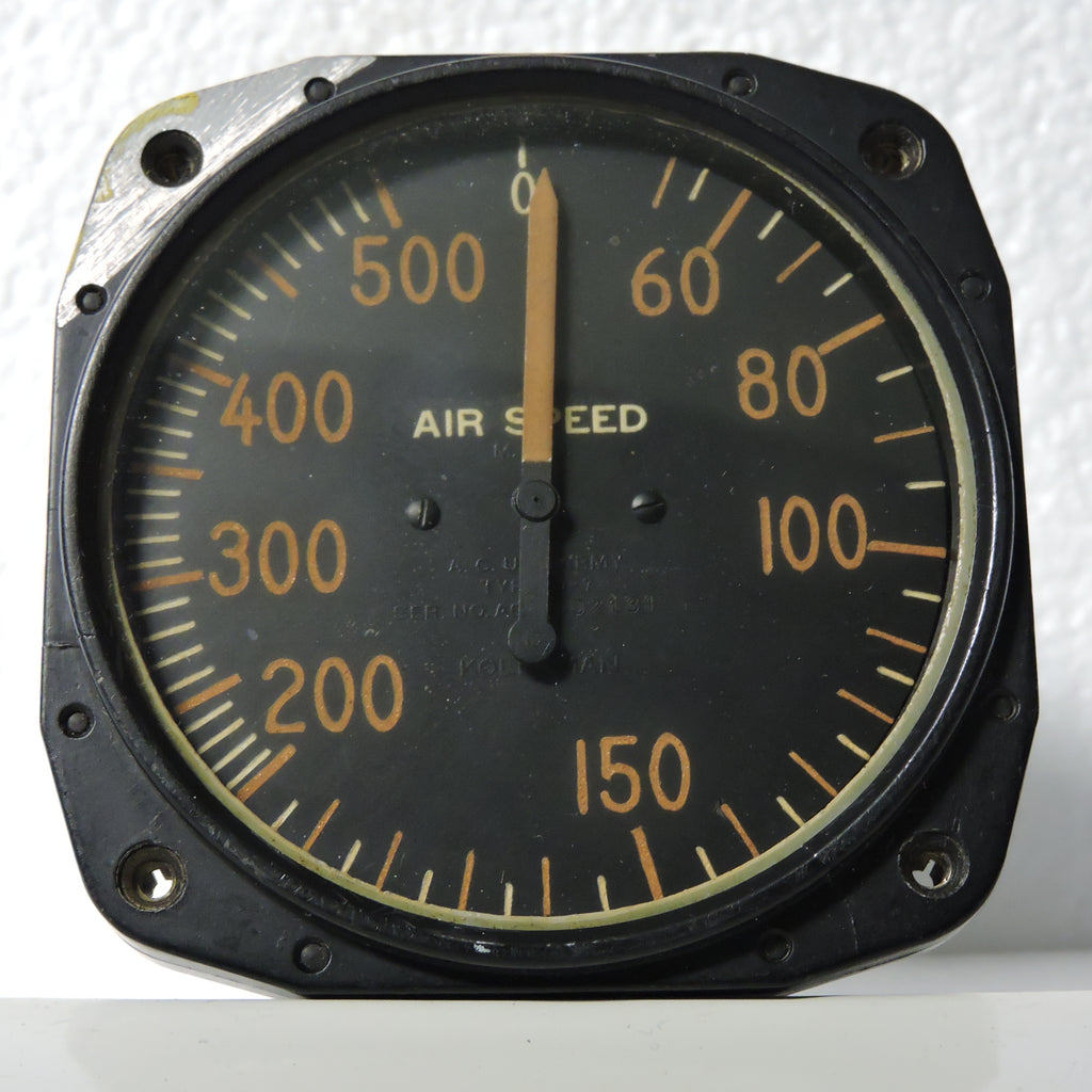 Airspeed Indicator, 500MPH, Army Type D-7, US Army Air Corps, WWII