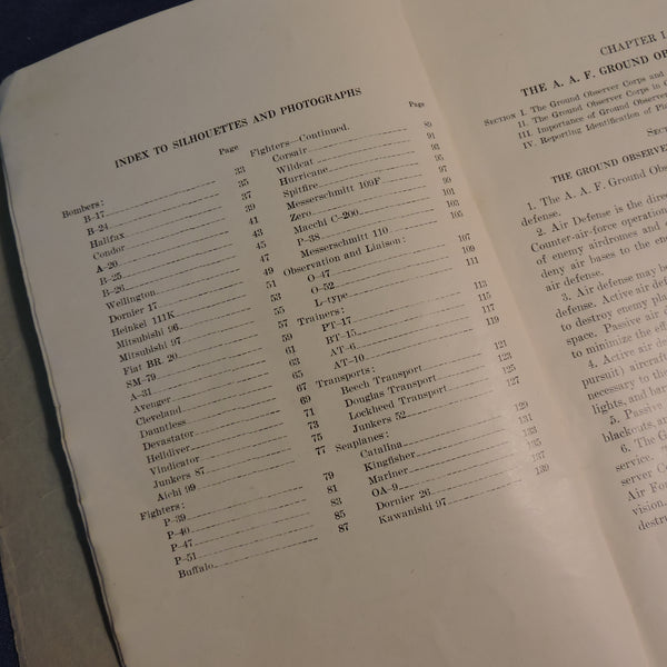 Identifizierung von Flugzeugen für das Ground Observer Corps der Army Air Force, 1942