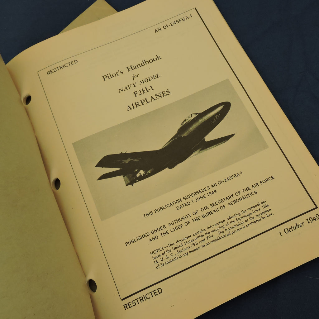F2H-1 Banshee Fighter Pilot Handbooks, Set of 4: Nov 1948, Jun, Oct, Dec 1949