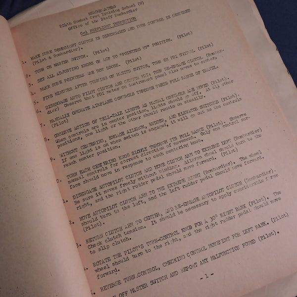 USAAF Booklet of Flight Training Memoranda, 224th Base Unit Sioux City 1944-5