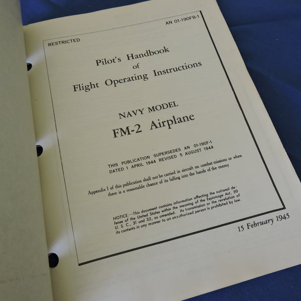 FM-2 Wildcat Fighter Pilot's Handbook Februar 1945