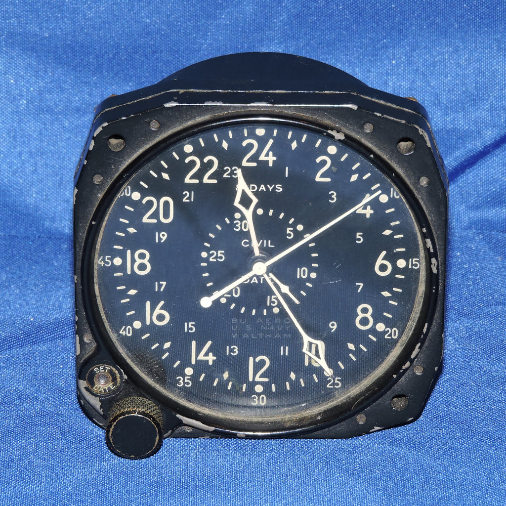 Aircraft Clock, 8-day Civil Date Indicator Aeronaval (CDIA) WWII