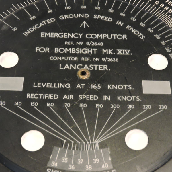 RAF Bombsight Mk XIV Emergency Computor Ref 9/2648
