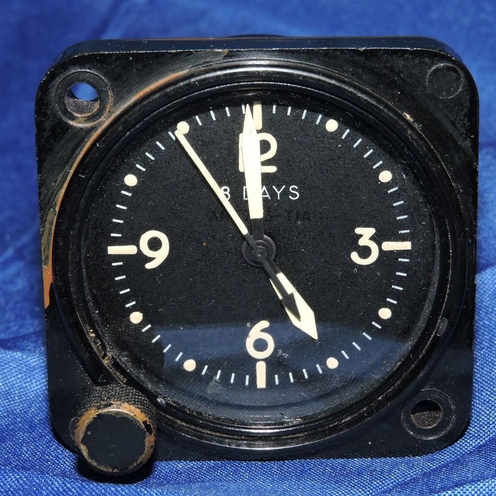 Aircraft Clock, 8-day, Type A-11 AN-5743-TIA For parts or repair