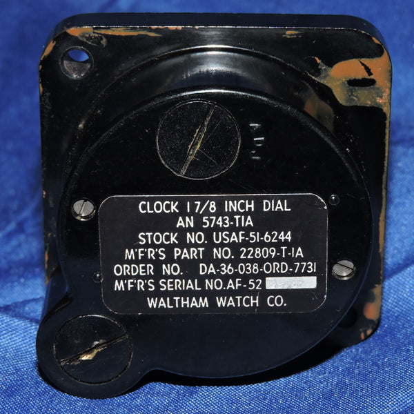 Aircraft Clock, 8-day, Type A-11 AN-5743-TIA For parts or repair