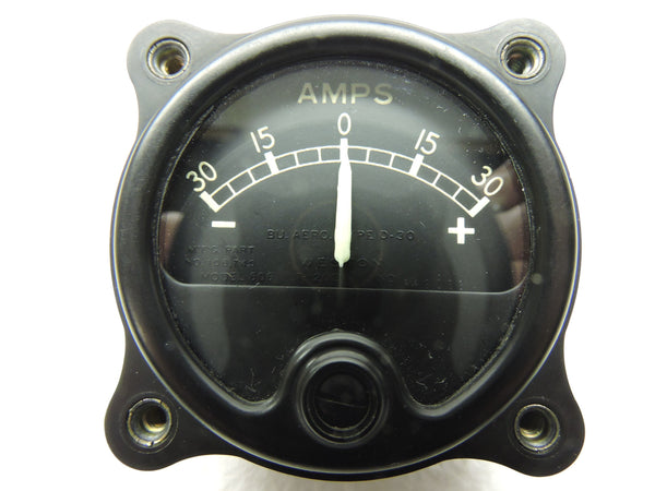 Ammeter 30-0-30 amps, Battery, Type D-30, US Navy PBM-5 Mariner