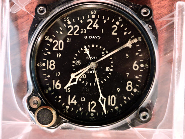 Aircraft Clock, 8-day Civil Date Indicator Aeronaval (CDIA) Waltham WWII