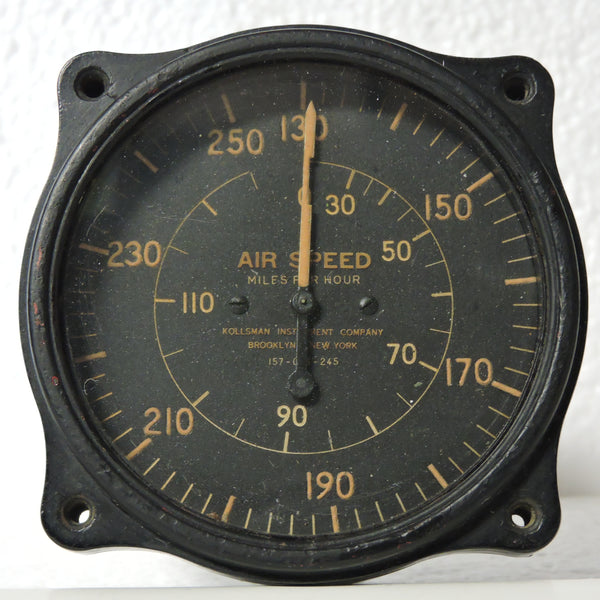 Airspeed Indicator, 0-250 MPH, Kollsman 157-046-245, 1930-40's