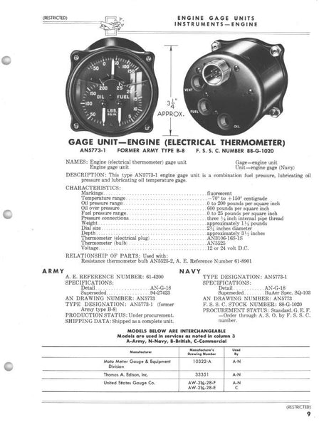 Engine Gage Unit for US Army Air Force & Navy Fighters, 1944, AN-5773-1