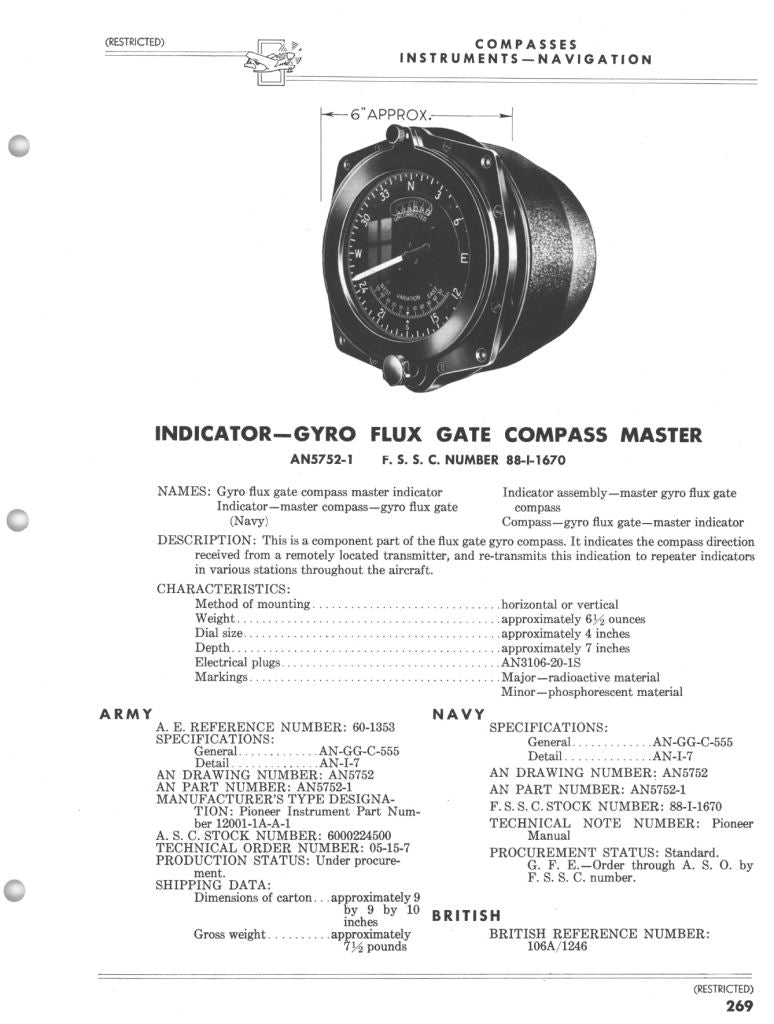 Master Compass Indicator, Flux Gate Compass System AN5752-2 – AeroAntique