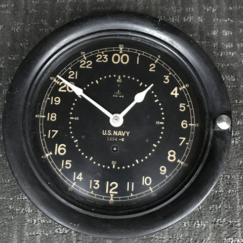 Ships Clock, US Navy, Seth Thomas 24 Hour 1454-E, WWII