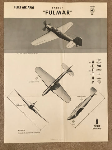 Aircraft Recognition Poster, Fairey Fulmar Fighter, British Fleet Air Arm 1944