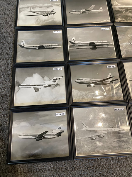 United Airlines Aircraft, Framed 8"x10" Photos, Set of 12