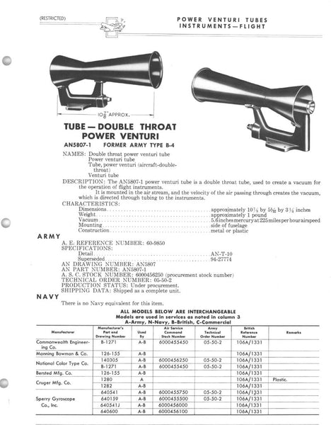 Power-Venturi-Rohr, Doppelhals, AN5807-1, Typ B-4A