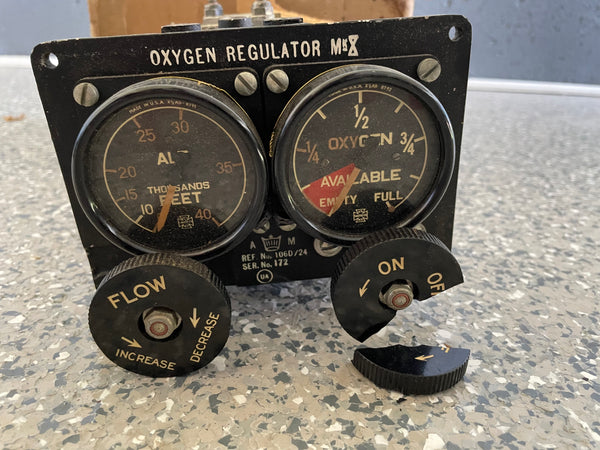 Oxygen Master Regulator Mark X, British RAF, 106D/24, For Parts or Repair SN172