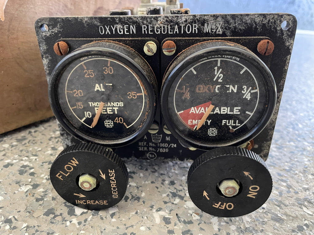 Oxygen Master Regulator Mark X, British RAF, 106D/24, For Parts or Repair SN7836